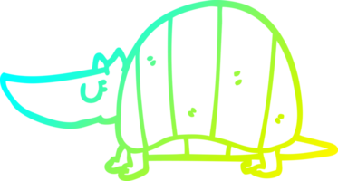 cold gradient line drawing of a cartoon armadillo png