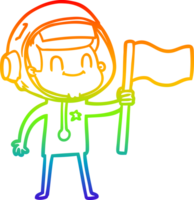 rainbow gradient line drawing of a happy cartoon astronaut png