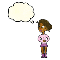 cartoon girl talking with thought bubble png