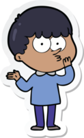 sticker of a cartoon curious boy png