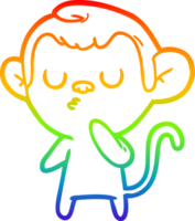 rainbow gradient line drawing of a cartoon monkey png