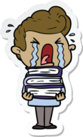 sticker of a cartoon crying man png