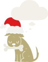 schattig Kerstmis hond met gedachte bubbel in retro stijl png