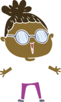 flat color style cartoon woman wearing spectacles png