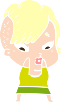 niña sorprendida de dibujos animados de estilo de color plano png