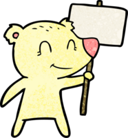 cartoon bear holding sign png