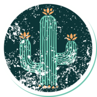 icónica pegatina angustiada estilo tatuaje imagen de un cactus png