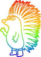 regenboog helling lijn tekening van een tekenfilm stekelig egel png