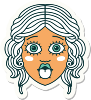 sticker of tattoo in traditional style of female face sticking out tongue png