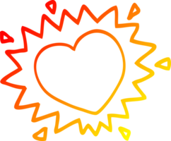 warm gradient line drawing of a cartoon love heart png