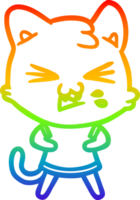 regnbåge lutning linje teckning av en tecknad serie katt väsande png