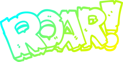 cold gradient line drawing of a cartoon roar sign png