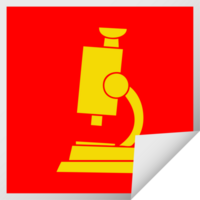 square peeling sticker cartoon of a science microscope png