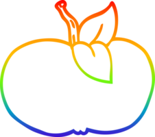 rainbow gradient line drawing of a cartoon juicy apple png