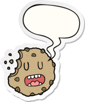 dessin animé biscuit avec discours bulle autocollant png