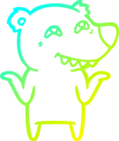 cold gradient line drawing of a cartoon polar bear showing teeth png