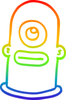 rainbow gradient line drawing of a cartoon alien man png