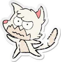 distressed sticker of a cartoon annoyed fox png