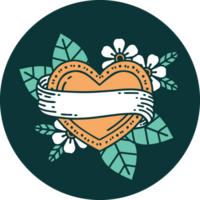ikonisches Tattoo-Stil-Bild eines Herzens und eines Banners png