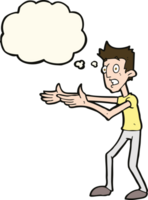 cartoon man desperately explaining with thought bubble png