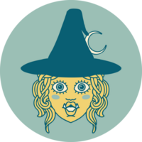 Retro Tattoo Style half orc witch character face png