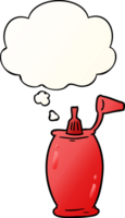 cartoon ketchup bottle with thought bubble in smooth gradient style png