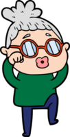 tecknad serie trött kvinna bär glasögon png