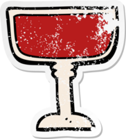 bedrövad klistermärke av en tecknad serie vin glas png