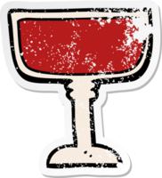 autocollant en détresse d'un verre à vin de dessin animé png