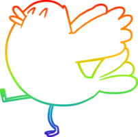 rainbow gradient line drawing of a cartoon flapping bird png