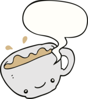 desenho animado copo do café com discurso bolha png