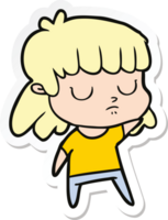 sticker of a cartoon indifferent woman png