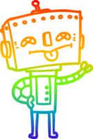 rainbow gradient line drawing of a cartoon robot png