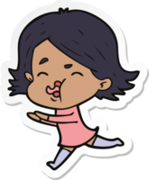 sticker of a cartoon girl pulling face png