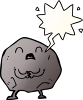 cartoon rock with speech bubble in smooth gradient style png
