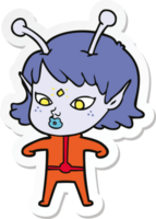 pegatina de una bonita chica alienígena de dibujos animados png