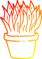 chaud pente ligne dessin de une dessin animé maison plante png