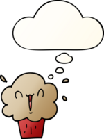 cartoon cupcake with thought bubble in smooth gradient style png