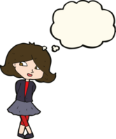 cartoon happy girl with thought bubble png