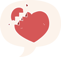 tecknad serie bruten hjärta med Tal bubbla i retro stil png