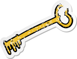 distressed sticker of a cartoon fancy old key png