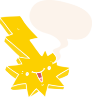 cartoon lightning strike with speech bubble in retro style png