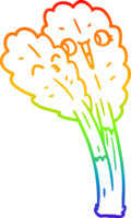 rainbow gradient line drawing of a cartoon salad leaves png