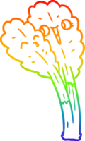 arc en ciel pente ligne dessin de une dessin animé salade feuilles png