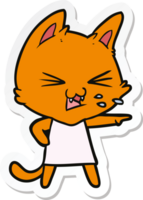 sticker of a cartoon cat hissing png