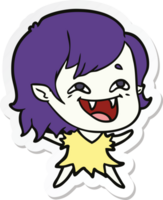 sticker of a cartoon laughing vampire girl png