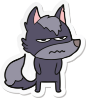 adesivo de um lobo irritado de desenho animado png