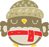 cute flat color style cartoon owl in hat png