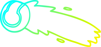 cold gradient line drawing of a cartoon flying tennis ball png