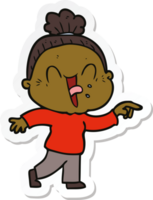 sticker of a cartoon happy old woman png